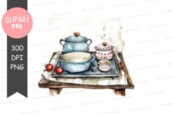 Cozy kitchen scene clipart png Product Image 1