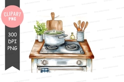 Kitchen cooking scene clipart png Product Image 1