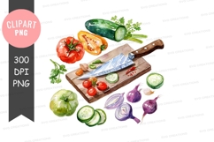 Fresh vegetables on cutting board Product Image 1