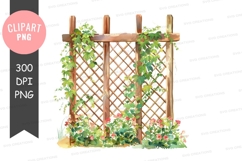 Wooden trellis with climbing plants clipart png Product Image 1