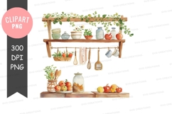Rustic kitchen shelf clipart png Product Image 1