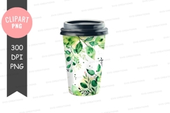 Floral green travel mug clipart png Product Image 1