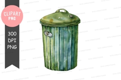 Green trash can clipart png Product Image 1