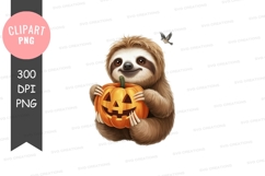 Sloth holding a jack-o'-lantern Product Image 1