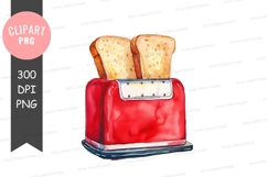 Red toaster with toast Product Image 1
