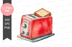 Red vintage toaster with toast Product Image 1