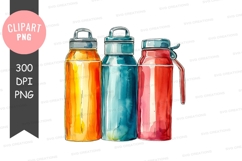 Three colorful water bottles clipart png Product Image 1