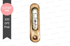 Vintage wooden thermometer clipart png Product Image 1