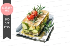 Delicious cake with berries and leaves clipart png Product Image 1