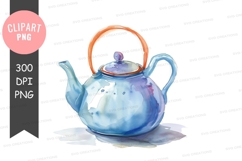 Blue and orange teapot clipart png Product Image 1