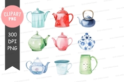 Assorted teapots and mugs clipart png Product Image 1