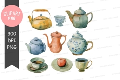 Assorted teapots and cups clipart png Product Image 1