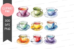 Colorful tea cups clipart png Product Image 1