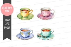 Four elegant teacups clipart png Product Image 1