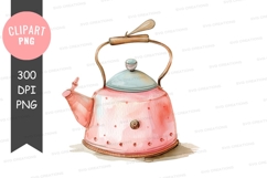 Pink polka dot teapot clipart png Product Image 1