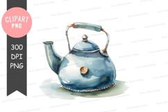 Blue ceramic teapot clipart png Product Image 1