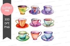 Colorful tea cups clipart png Product Image 1