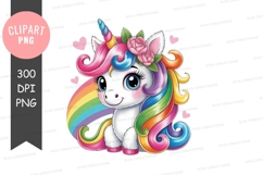 Colorful unicorn clipart png Product Image 1