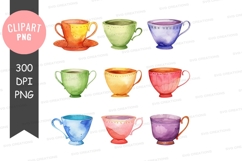 Colorful tea cups clipart png Product Image 1
