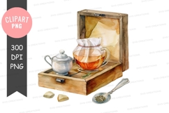 Tea time set clipart png Product Image 1