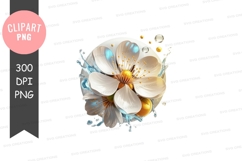 White flower with water droplets clipart png Product Image 1