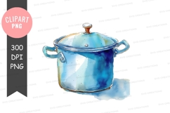 Blue enamel pot clipart png Product Image 1