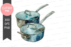Blue kitchen pots clipart png Product Image 1