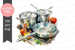 Modern kitchen cookware set clipart png Product Image 1