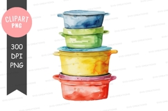 Stack of colorful containers clipart png Product Image 1