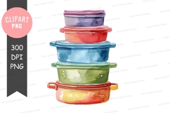 Stack of colorful containers clipart png Product Image 1