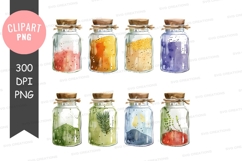 Colorful preserved nature in jars clipart png Product Image 1