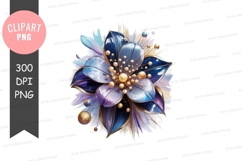 Blue and purple floral clipart png Product Image 1