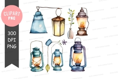 Vintage lanterns clipart png Product Image 1