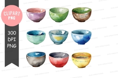Colorful ceramic bowls clipart png Product Image 1