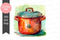 Red enamel pot with lid Product Image 2