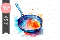 Watercolor cooking pan clipart png Product Image 1