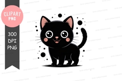 Cute black kitten clipart png Product Image 1