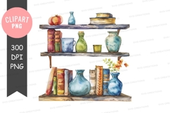 Cozy book shelf clipart png Product Image 1
