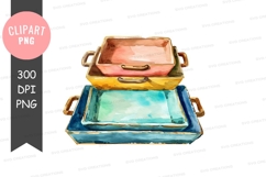 Stack of colorful nesting trays clipart png Product Image 1