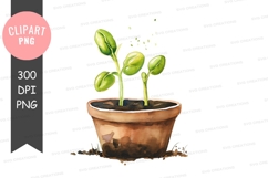 Growing plant in pot clipart png Product Image 1