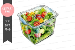 Fresh salad in a container clipart png Product Image 1