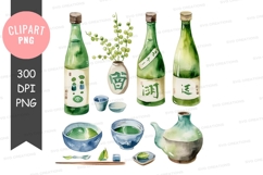 Japanese sake and tea clipart png Product Image 1