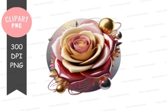 Elegant rose with golden accents clipart png Product Image 1