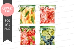 Assorted fruit pouches clipart png Product Image 1