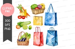 Fresh produce and shopping bags clipart png Product Image 1