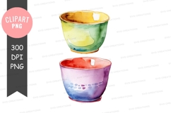 Colorful ceramic bowls clipart png Product Image 1