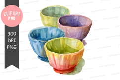 Colorful ceramic bowls clipart png Product Image 1