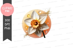 White flower with water droplets clipart png Product Image 1
