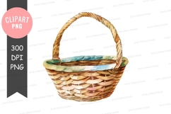 Watercolor woven basket clipart png Product Image 1