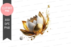 Golden lotus flower clipart png Product Image 1